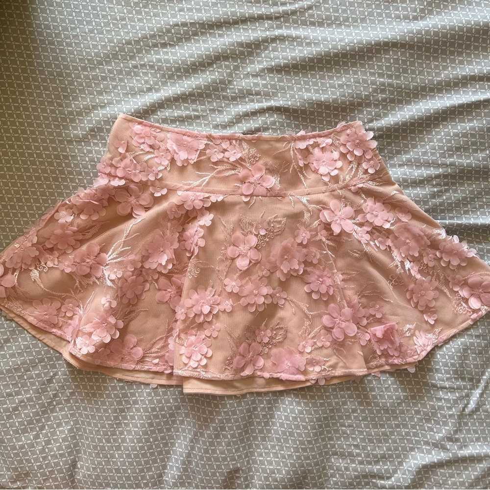 Pink Sugar Thrillz skirt flower appliqué skirt